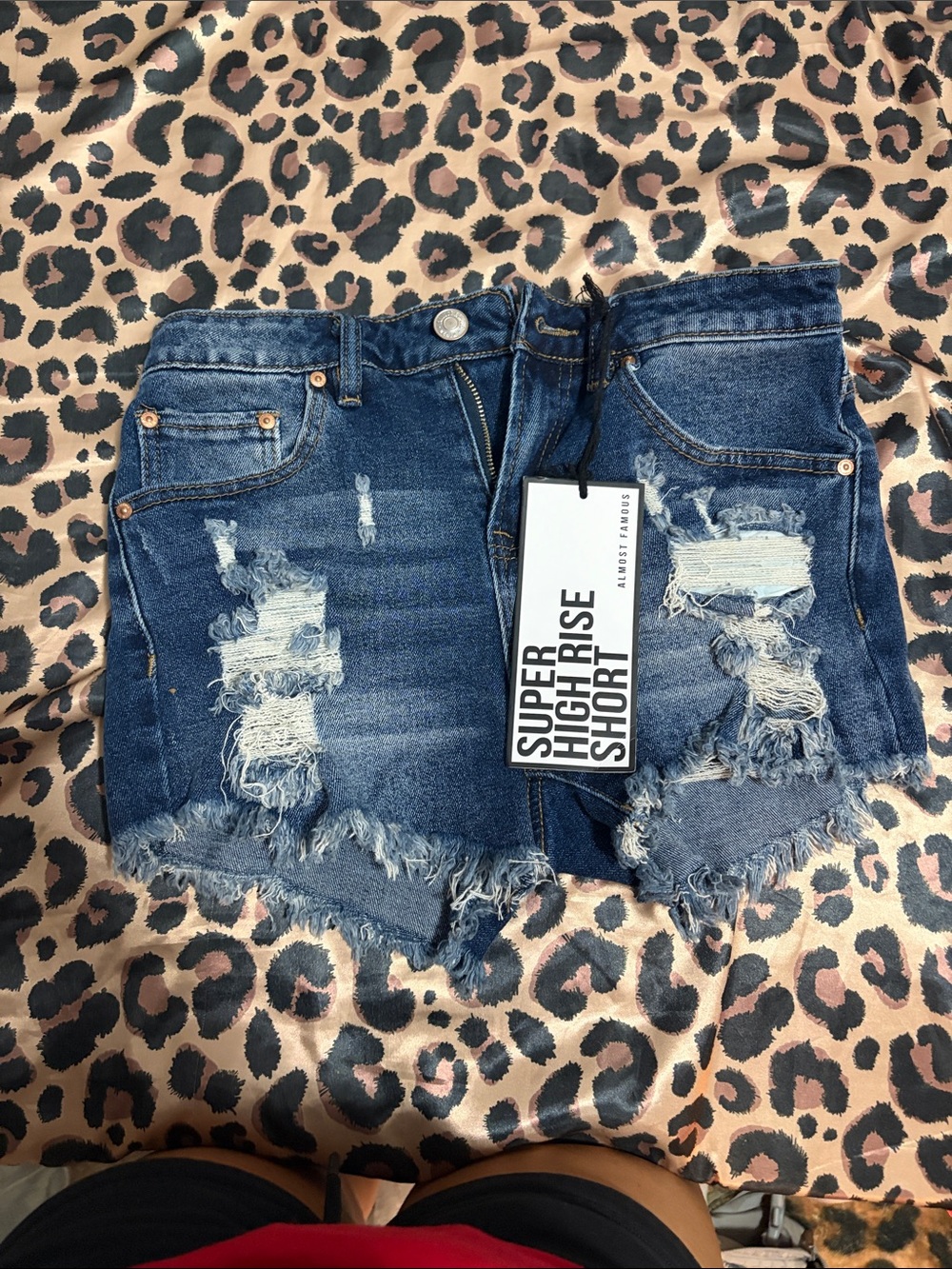 Almost Famous Denim Super High Rise Short - Blue